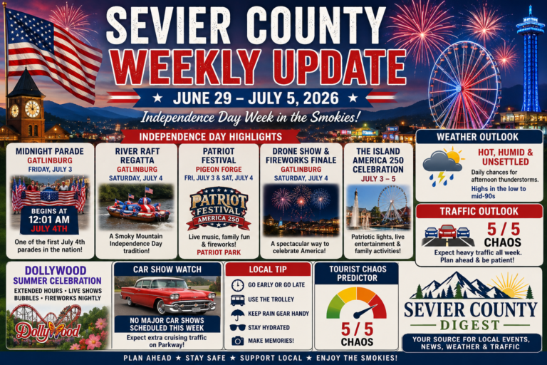 What’s happening around Sevier County, TN June 29th – July 5th 2026