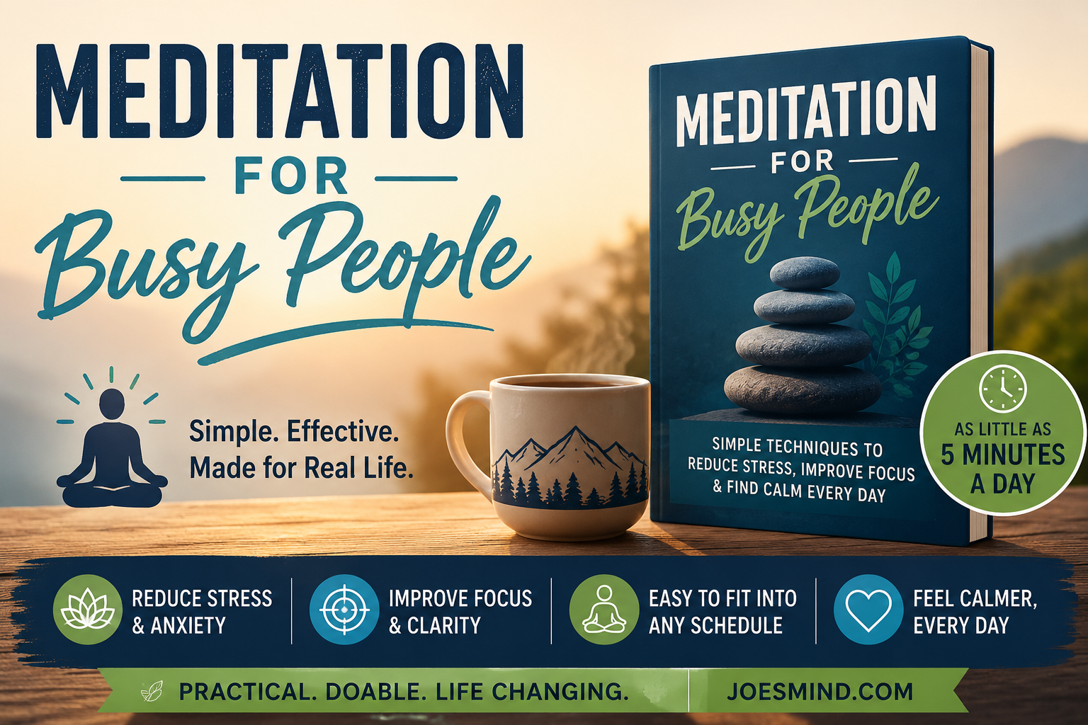 Meditation for Busy People sponsor graphic.