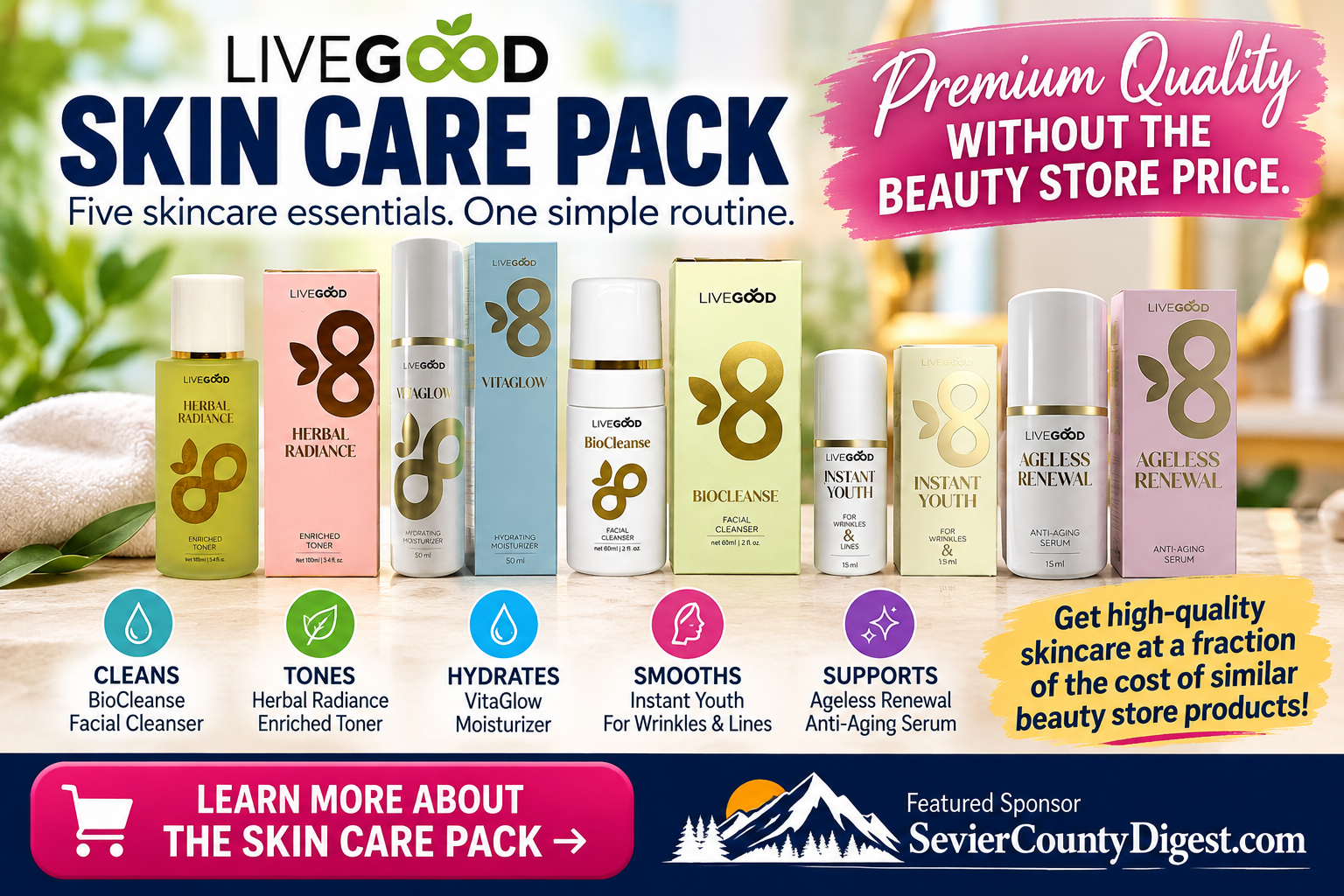 LiveGood five-product skincare pack featured sponsor offer